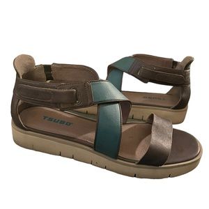 TSUBO Sandals Turquoise/Gray Leather Size 8